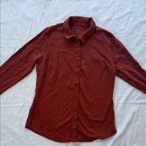 Isaac Misrahi Live Rust Long Sleeve Button-Up Shirt